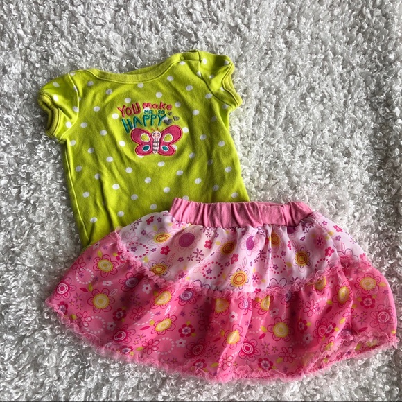 Carters polka dot butterfly shirt and bright skirt - Picture 1 of 5